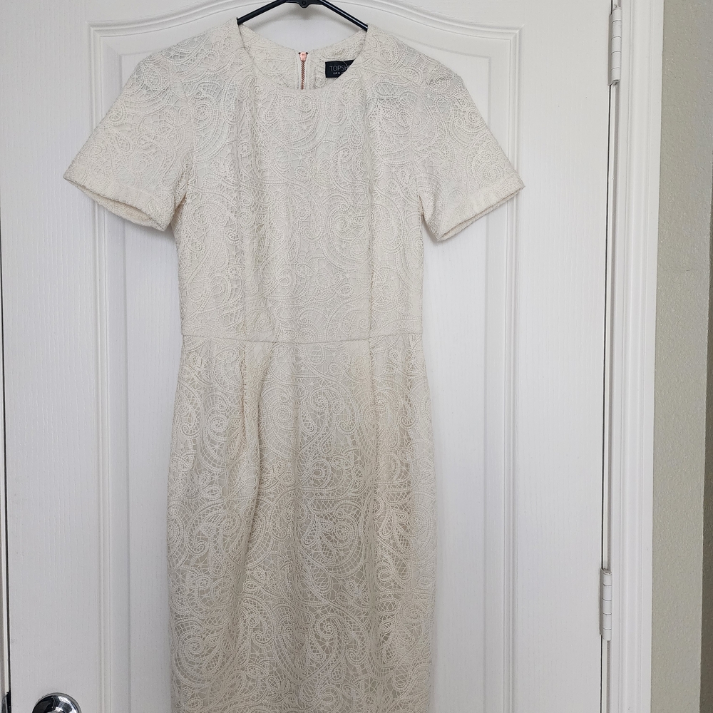 Retro-Style Topshop Cream Midi Dress